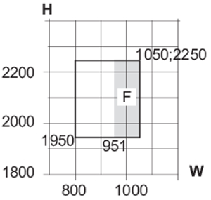 Min/max-mål, indadgående brand-pladedør, træ/alu